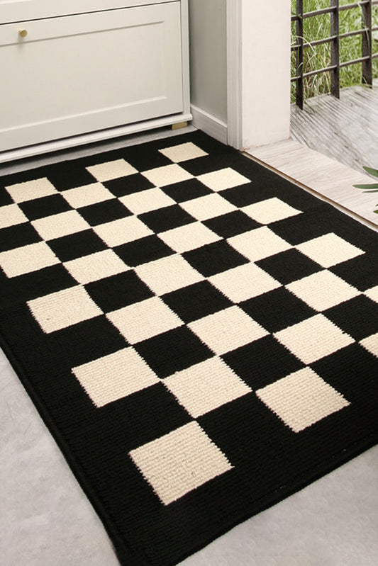 Black Checker Print Non-Slip Thick Home Carpet