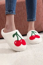 White Cute Fruit Cherry Pattern Winter Plush Slippers