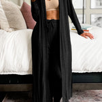 Black Split Long Cardigan and Skinny Pants Lounge Set