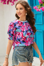 Floral Print Shirred Puff Sleeve Blouse