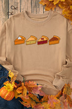 Khaki Thanksgiving Pie Print Drop Shoulder Sweatshirt