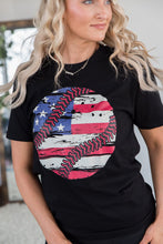 Black American Flag Baseball Graphic Crewneck T Shirt