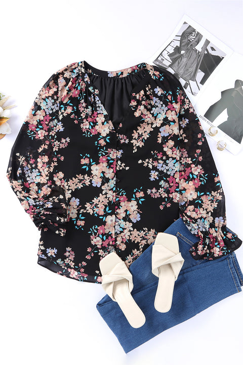 Blusa de gasa con estampado de flores silvestres