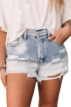 Bleached Wash Distressed Denim Shorts