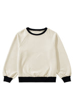 Jet Stream Color Block Edge Raglan Sleeve Crew Neck Textured Top