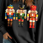 Black Plus Size Sequin Nutcracker Round Neck Sweatshirt