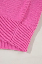 Pink Ribbed Knit Contrast Sleeve Sweater Top