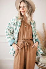 Khaki Crinkled Texture One-shoulder Loose Jumpsuit