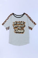 Gray Let me tell you about my Jesus Leopard Patchwork Tee