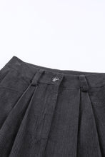 Black Corduroy High Waist Straight Leg Pants