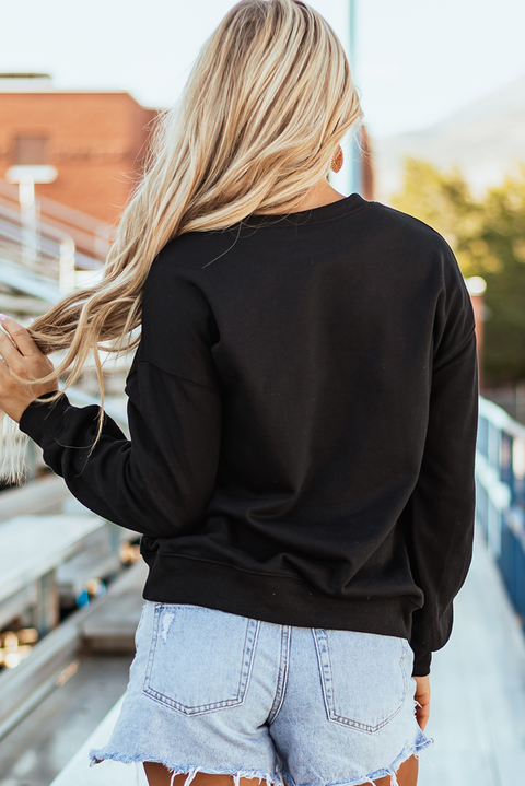 Black Game Day Graphic Pullover Sweatshirt