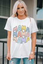 White MAMA Slogan Print Crew Neck Casual T Shirt