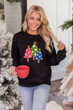 Black Sequined Christmas Tree Graphic Sweatshirt