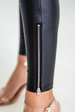 Black Faux Leather Zipped Detail Leggings