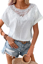 Lace Swiss Dot Cuffed Sleeves Top