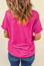 Rose Red Baseball Bowknot Graphic Casual Tee