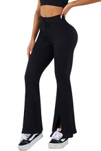 Black Drawstring High Waist Split Yoga Flared Leggings