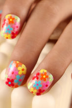 Pink 24pcs Cute Flowers Print Press On False Nails