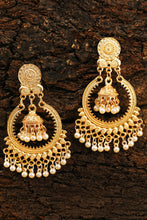 Gold Boho Pearl Tasseled Alloy Dangle Earrings