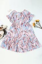 Short Sleeves Floral Print Tiered Ruffled Dress