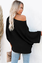 Brown Exposed Seam Ribbed Knit Dolman Top