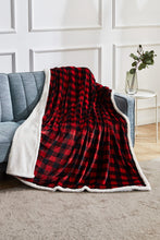 Fiery Red Buffalo Plaid Print Sherpa Large Throw Blanket