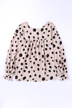 Button Frill Cuffs Oversize Puff Sleeve Blouse