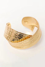 Gold Textured Crossover Metal Cuff Bracelet