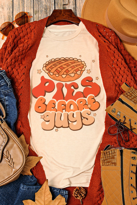 Khaki PIES BEFORE GUYS Thanksgiving Fashion Tee