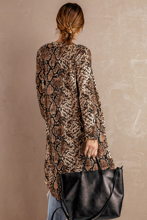 Snake Print Long Cardigan