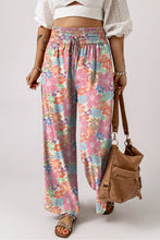 Pink Floral Smocked Waist Loose Pants