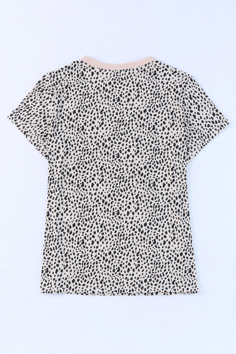 Cheetah Print O-neck Short Sleeve T Shirt