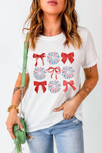 White July 4th Celerbration Bowknot Firework Graphic Tee