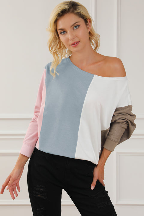 Multicolour Colorblock Dolman Sleeve Sweatshirt