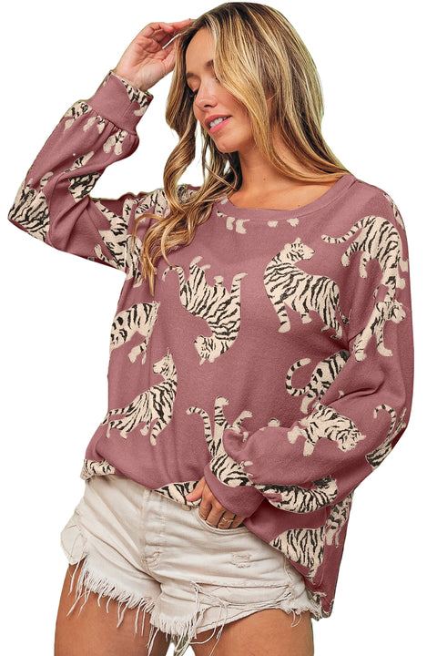 Leopard Lively Tiger Print Casual Sweatshirt