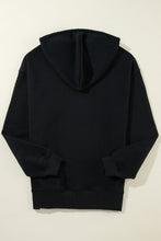 Black Fleece Lined Kangaroo Pocket Drawstring Chunky Hoodie