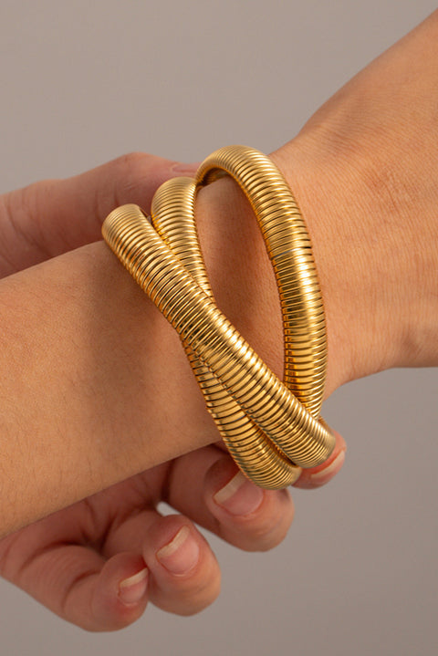 Gold 3 Layers Chunky Alloy Bangle