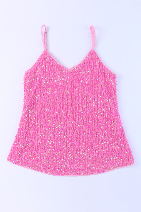 Sequin Adjustable Straps Tank Top