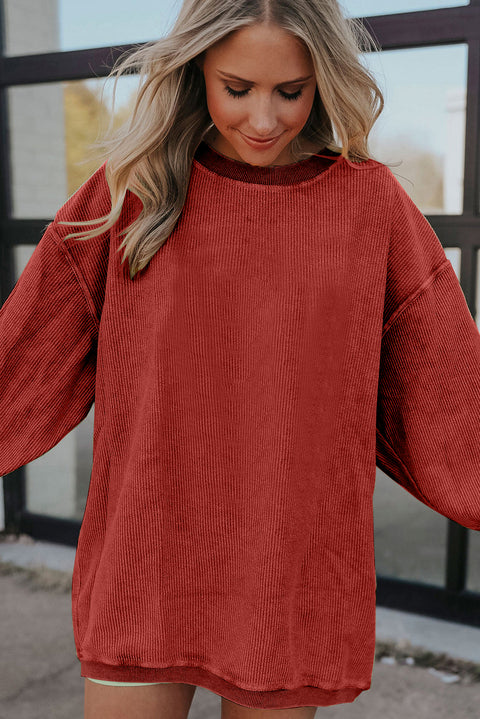 Orange JOLENE Ribbed Corded Oversized Sweatshirt