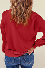 Red Heart Shaped Glitter Chenille O Neck Sweatshirt