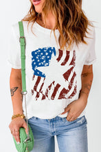 American Flag Star Graphic Print Crew Neck T Shirt