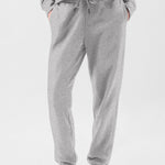 Light Grey Solid Color Fleece Lined Drawstring Waist Joggers