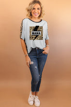 Gray MAMA Bolt Contrast Leopard Print Dolman Tee