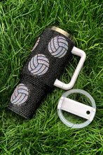 Black 40 Oz Rhinestone Volleyball Tumbler with Handle