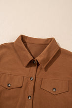 Cinnamon Corduroy Flap Pocket Button Up Round Hem Shacket