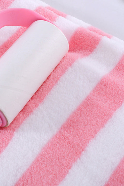 Pink Striped Plush Bath Towel Set