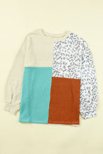 Patchwork Color Block Ribbed Long Sleeve Top