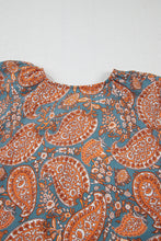 Orange Paisley Print Loose Fit Drawstring High Waist Mini Dress