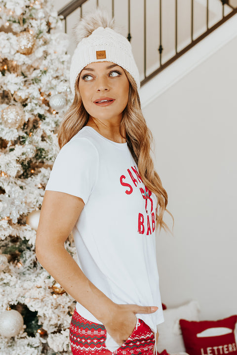 White SANTA BABY Gift Bow Graphic Tee