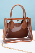 Chestnut PVC PU Leather Patchwork Chain Strap Shoulder Bag